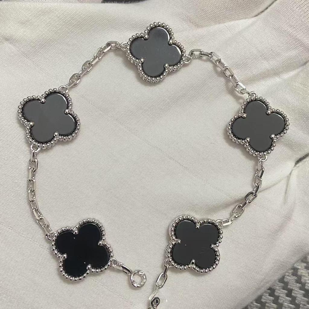 Nuova Versione Bracciale Quadrifoglio Cinque Fiori Agata Rossa Naturale Madreperla Bianca Bracciale da Donna Bracciale Laser