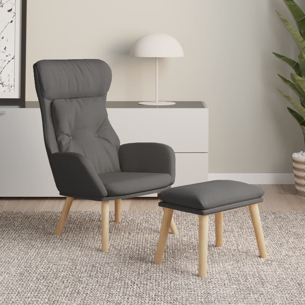 Recliner Chair with Ottoman Dark Gray Fabric