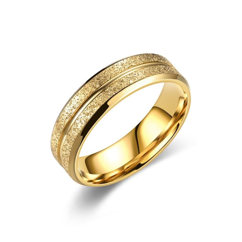 

[sakuto] ring чоловіче кільце центральна лінія з нержавіючої сталі матове срібло золото (золото, 19)