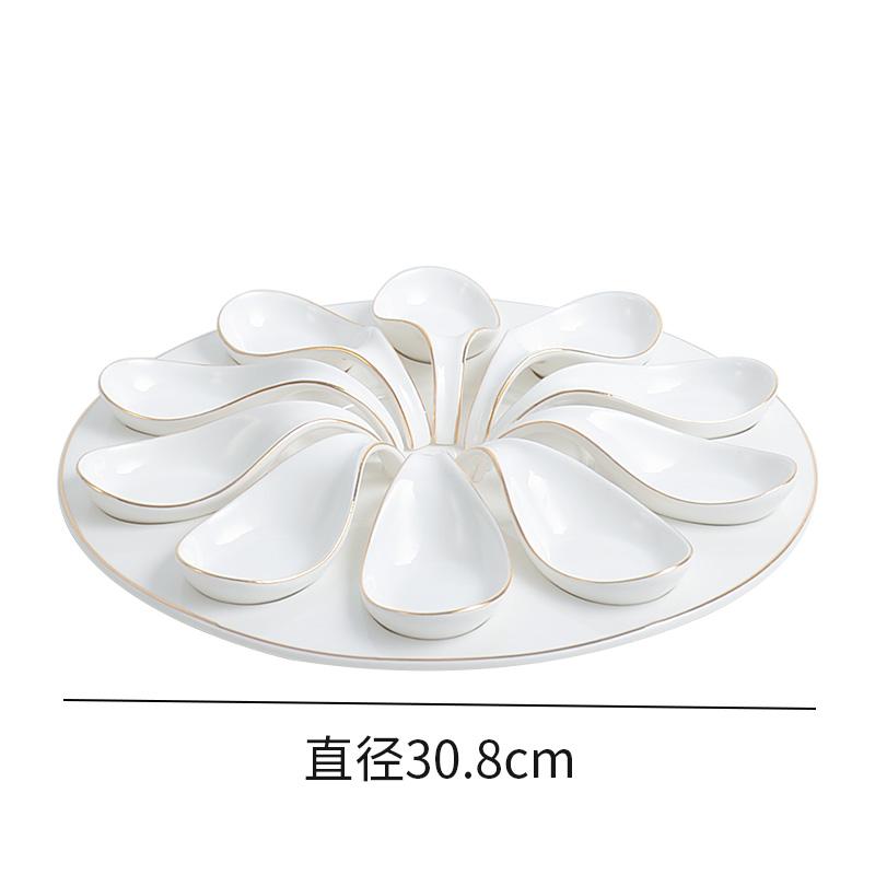 

Десять решеток Ложки Тарелки Посуда из керамики с золотым краем Закуски Жаркое Фрикадельки Креветки Слайд Тарелка Поднос Кухонная утварь