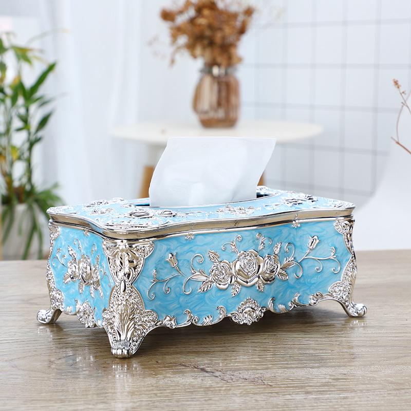 Servilletero Grande Dorado - Creativa Caja de Papel de Plástico de Escritorio para el Hogar