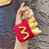 Burger Fries Mcdonalds Yarn Knitted Couple Keychain Set Lovers Romantic Gift