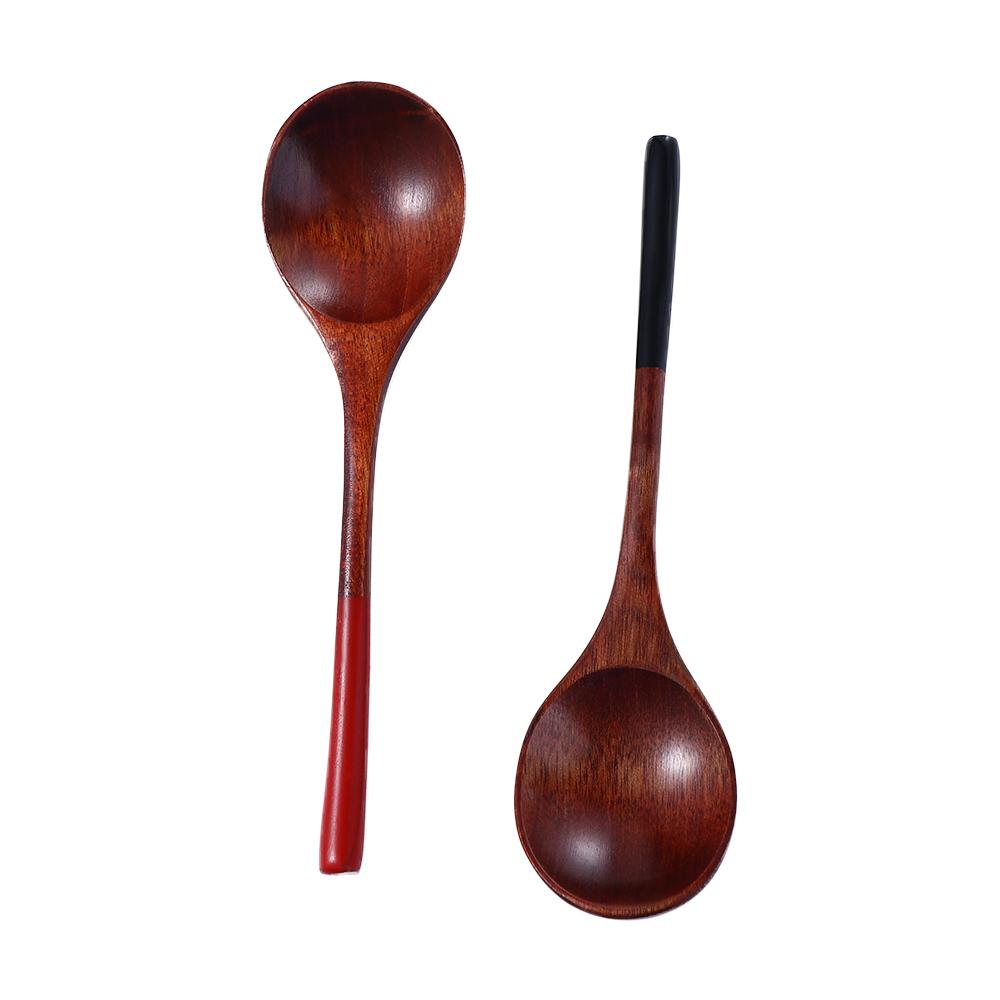 Round Spoon Head Wood Handle Teaspoon Ice Cream Dessert Utensils Tableware Wooden Spoon Soup Spoon