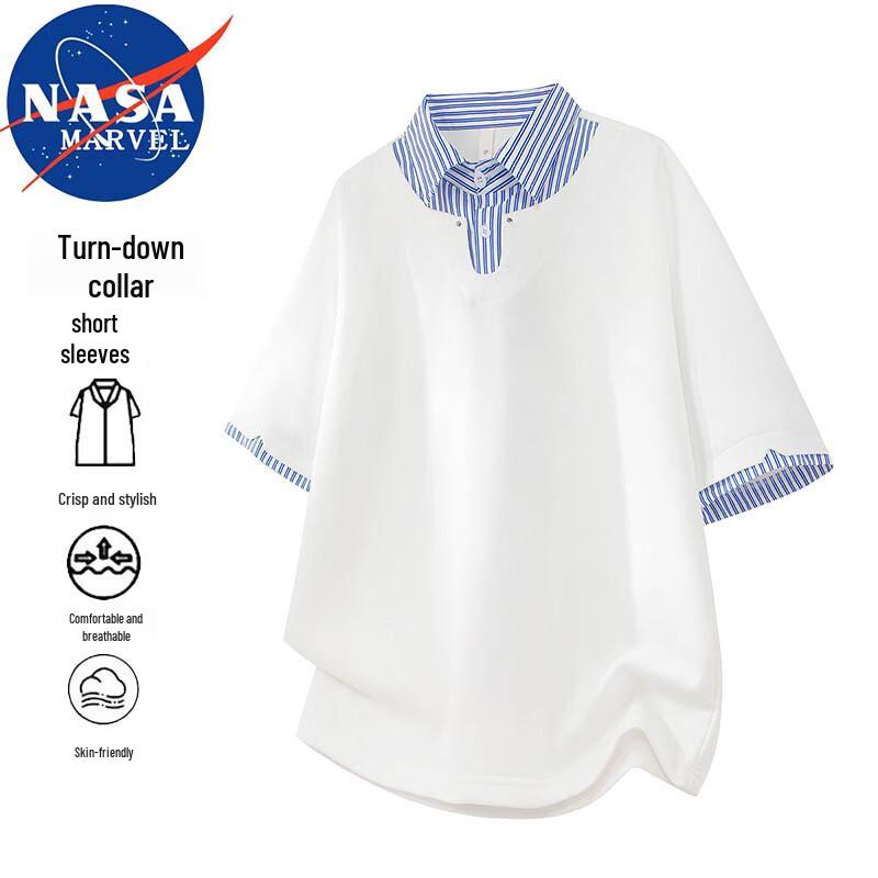 NASA MARVEL Men's Striped Polo T-Shirt