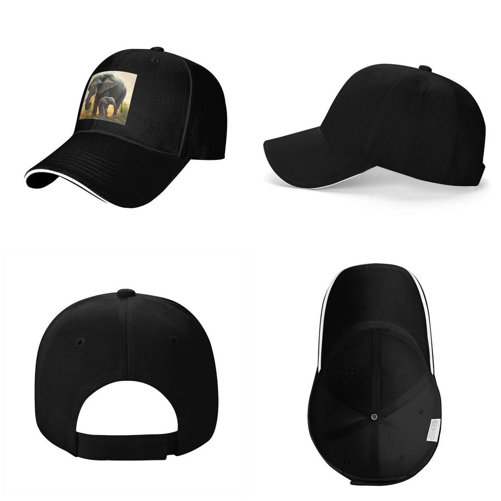 A Majestic Elephant With Her Baby Elephant Cap Fashion Casual Baseball Caps Adjustable Hat Hip Hop Summer Unisex Baseball Hats