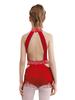 Girls Latin Dance Bodysuit Sleeveless Cutout Back Design Sheer Mesh Patchwork Shiny Rhinestones Tassel Leotard