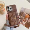 For iPhone 14 Pro Case Card Slots Mirror Design Jeans Cloth Texture PU Leather Back Cover with Strap