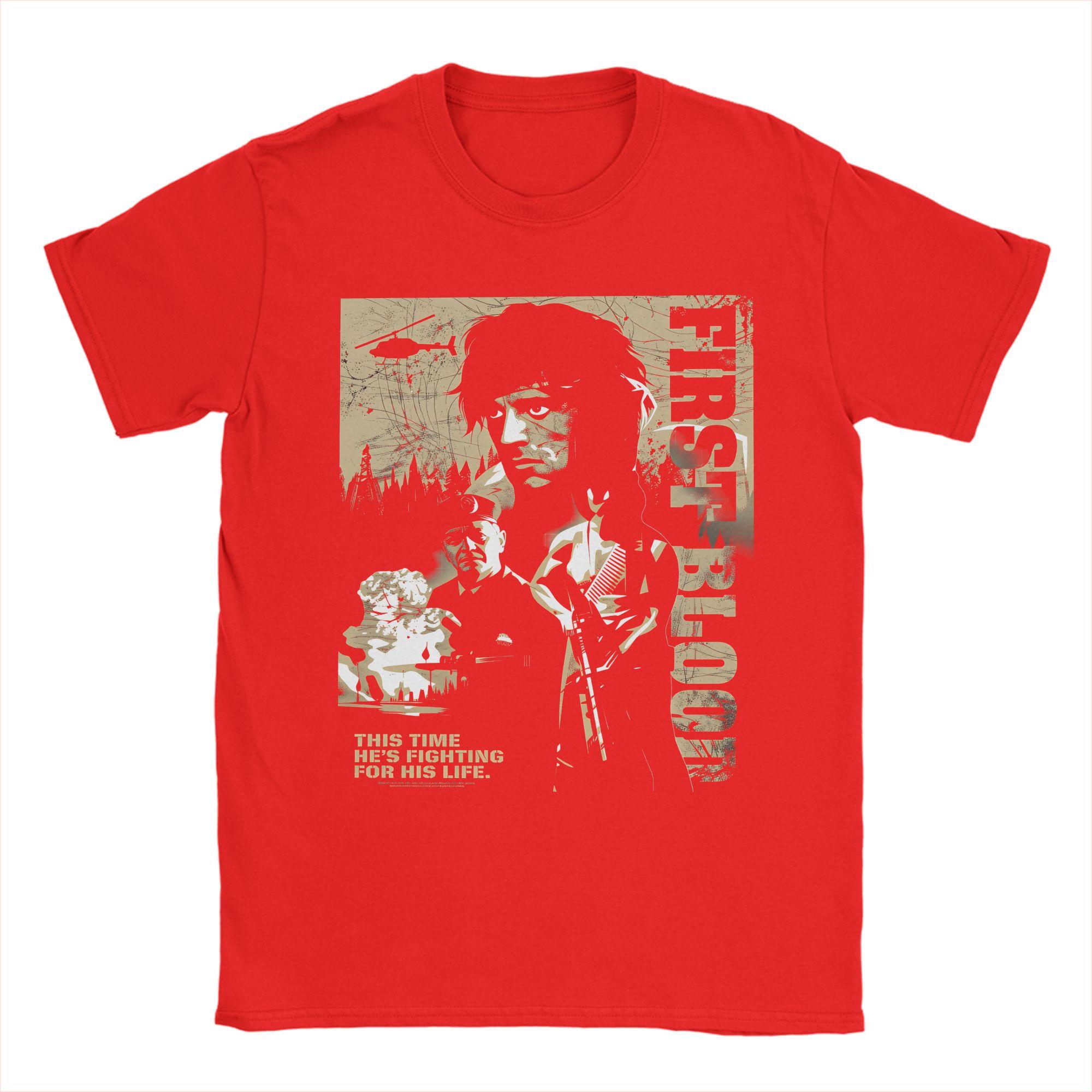 

Rambo Fighting for His Life T Shirts 100 Cotton Clothing Summer Vintage Short Sleeves TShirt ONeck Hippie Casual Tee Shirt S