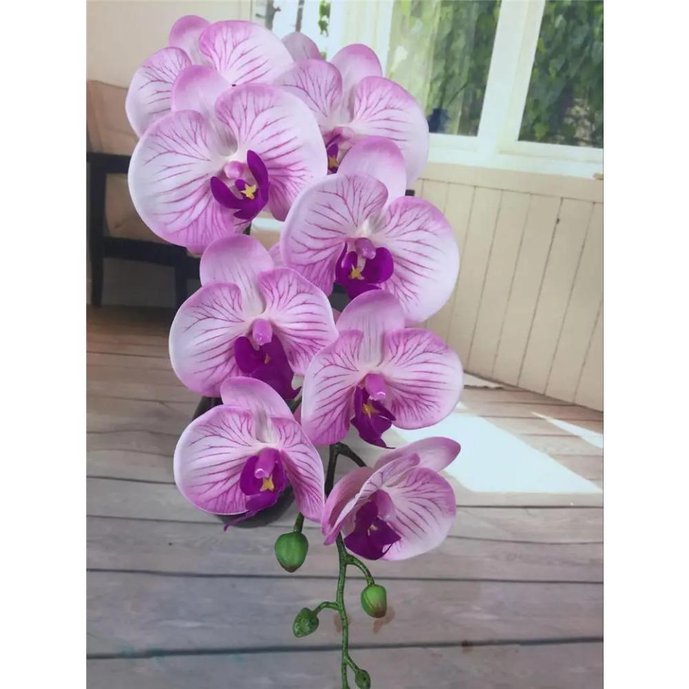 Latex 9-Heads Artificial Butterfly Orchid  3Dprint  Large Size  Fake Phalaenopsis Silicon PU Real Touch Wedding Home Decor