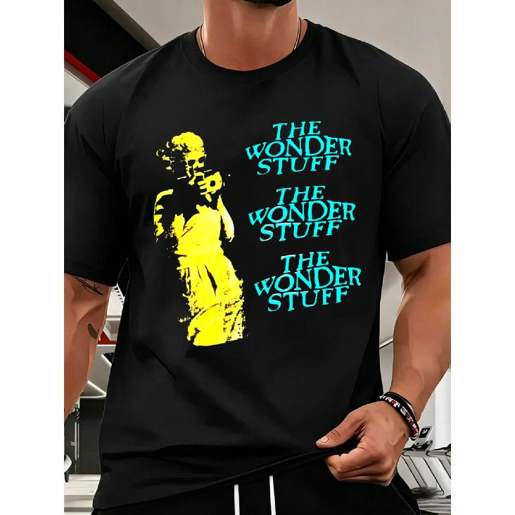 New Style Fun The Wonder Stuff Band Design Unisex T Shirt Black Casual Wear Festival Gift 100 Cotton Fashionable Versatile Daily Outfit Short Sleeve S чёрный