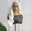 AIMEYA White Lace Wig 13x4 Long Body Wave Lace Front Synthetic Hair Wigs for Women Natural Hairline Daily Wear Cosplay Party