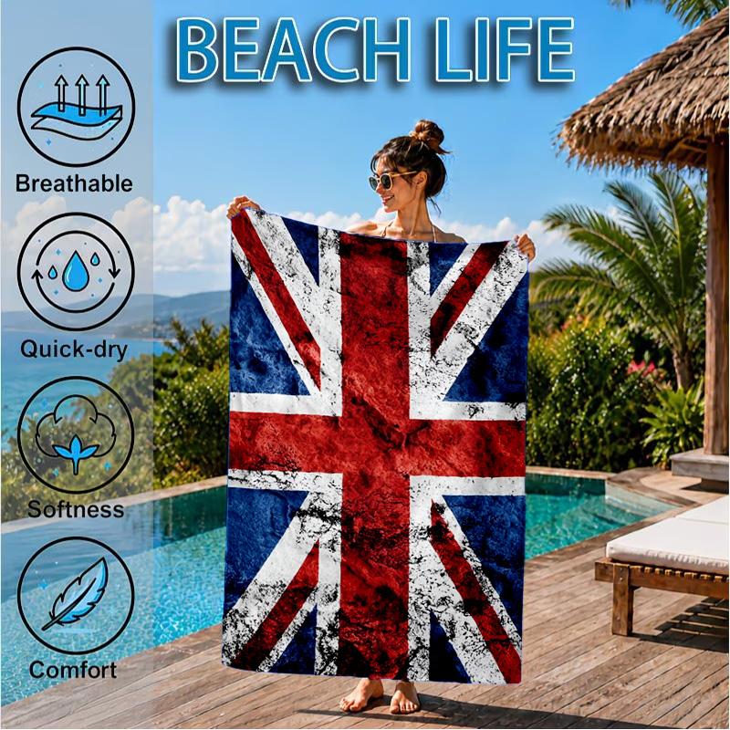 British Flag Artwork Beach Towel, Quick-drying, Easy To Care For, Suitable for Both Fitness and Beach Vacations,Sports Essential