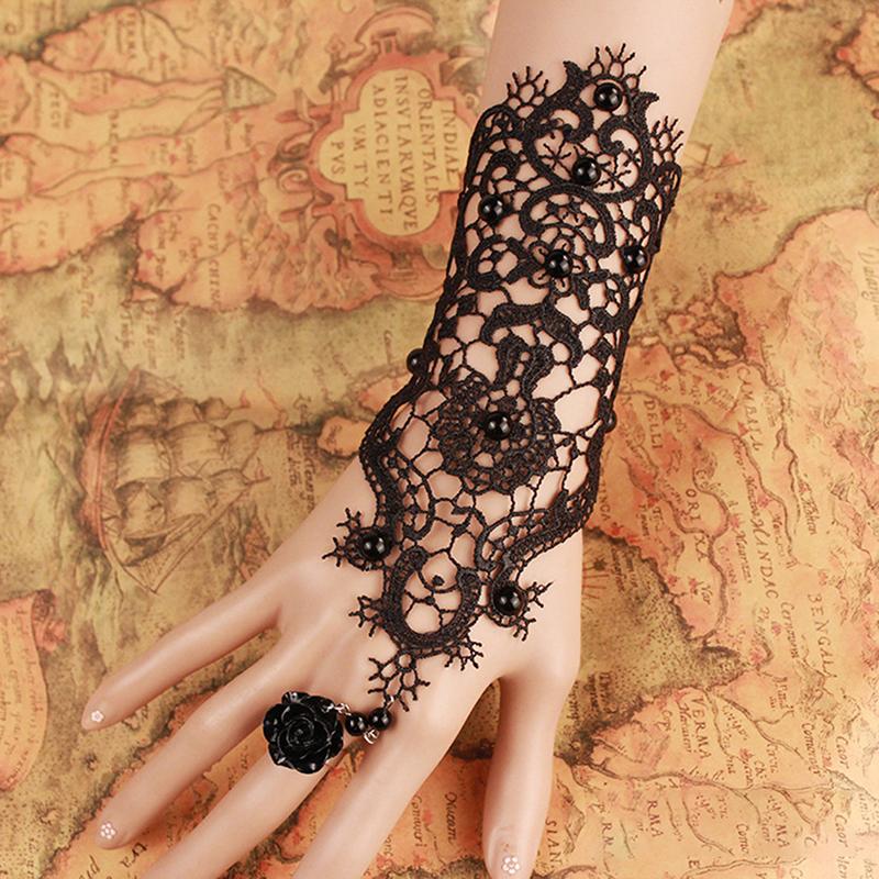 Women's Vintage Steampunk Gloves Wrist Cuff Gear Girls Jewelry Accessories Victorian Bracelets Costume Lace Handwear