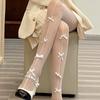 Lolita Girls Bowknot Hollow Out Pantyhose for Women Sexy Thin Sweet Lace Tights Anime Socks Black White Fishnet Silk Stockings