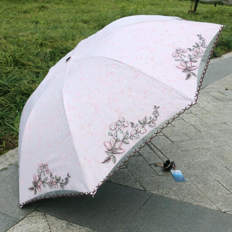 Huayan Moonscape Двухслойный кружевной вышитый зонт Солнцезащитный козырек Защита от ультрафиолета Виниловый зонт