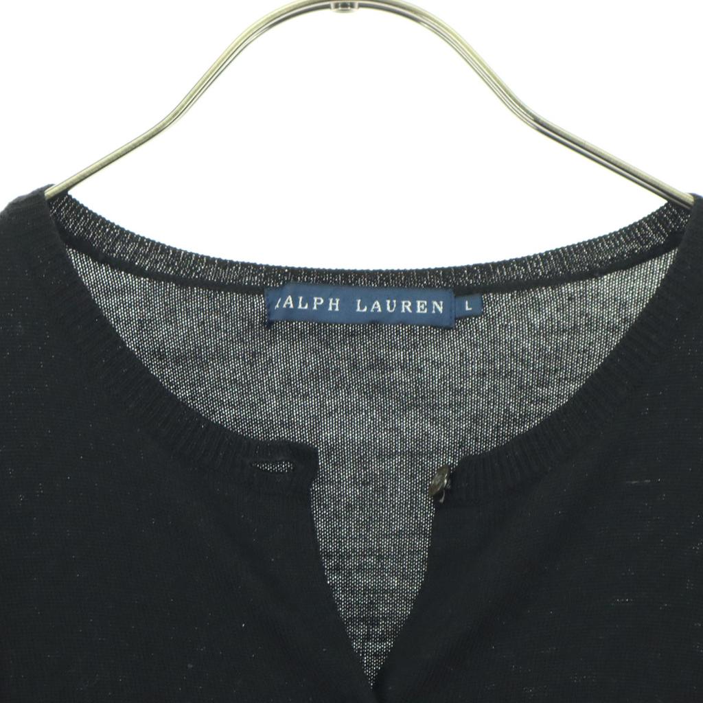RALPH LAUREN One point logo Long sleeve knit cardigan L black Women Used