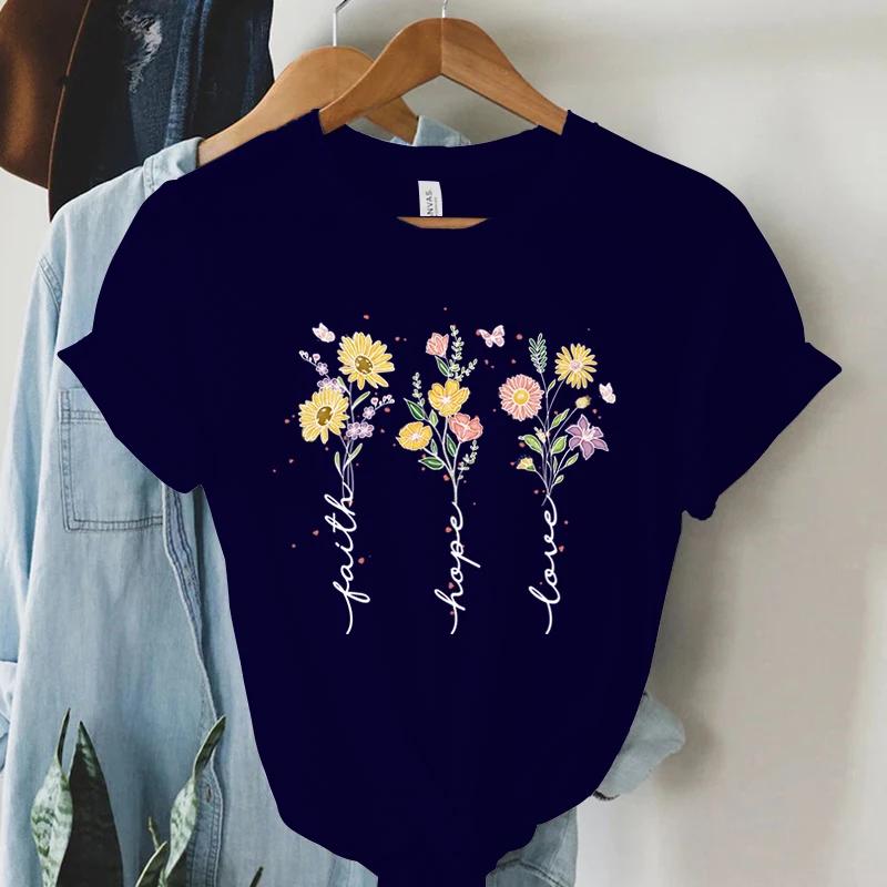 Faith Hope Love Vintage Boho TShirts Women Christian Tshirts Short Sleeve Trendy Tee Shirt Tops Women Religious Faith T Shirts