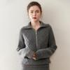 Thick Cable Knit Cashmere Half-Zip Lapel Sweater - Women's Polo Neck Base Layer, Autumn/Winter Korean Style.