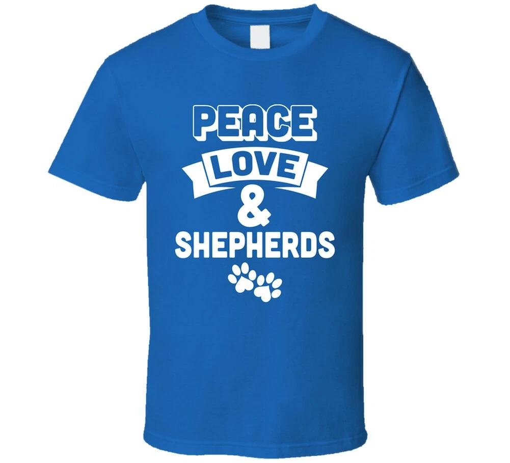 Peace Love And Shepherds Funny Dog Pup Gift T Shirt M