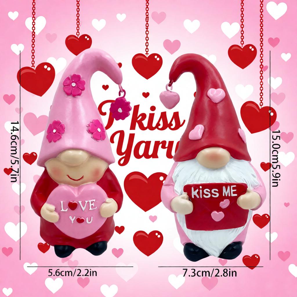 Kiss Me Gnome Pair - Romantic Resin Figurine for Valentine's Day, Love Confession Decor, Perfect Gift for Couples and Friends, U