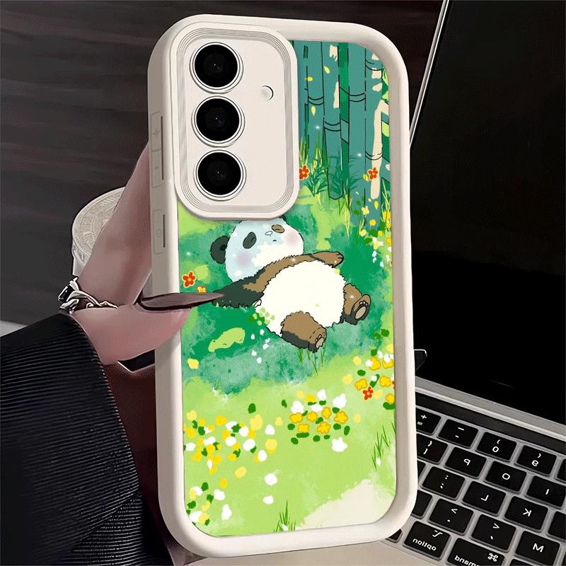 Phone Case for Samsung Galaxy S26 S25 Ultra S24 FE Cute Cartoon Panda Shell S23 Plus S22 + S21 S20 5G Soft Silicone Funda
