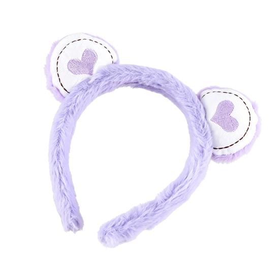 Hair Hoop Toothed Anti-Slip Plush Headband with Bear Ears Decor Fluffy Elastic Face Washing Makeup Hairband