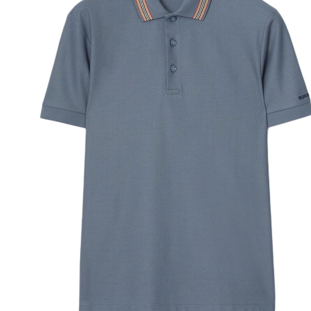 Burberry Polo Shirts Men's Carbon Blue Polo Collar Moderate Straight Fit 81118141