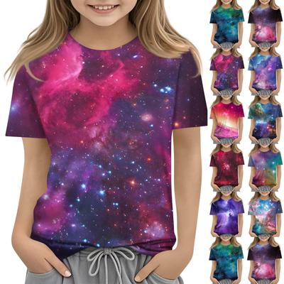 Toddler Girl Boy Shirt Cute Starlit Sky Printed T-Shirts Kids Shirts 1-15Y