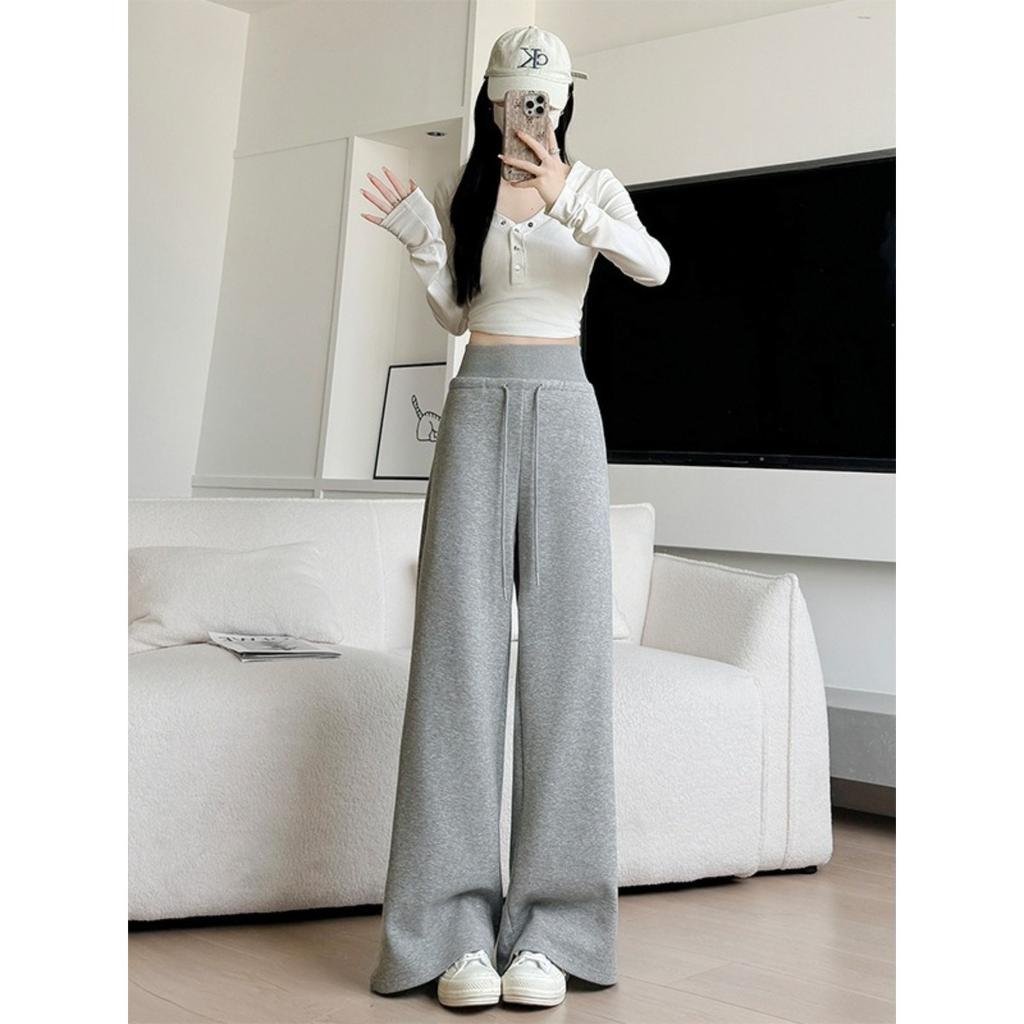 Women's High Waist Drawstring Wide Leg Sweatpants Casual Loose Trousers with Pockets