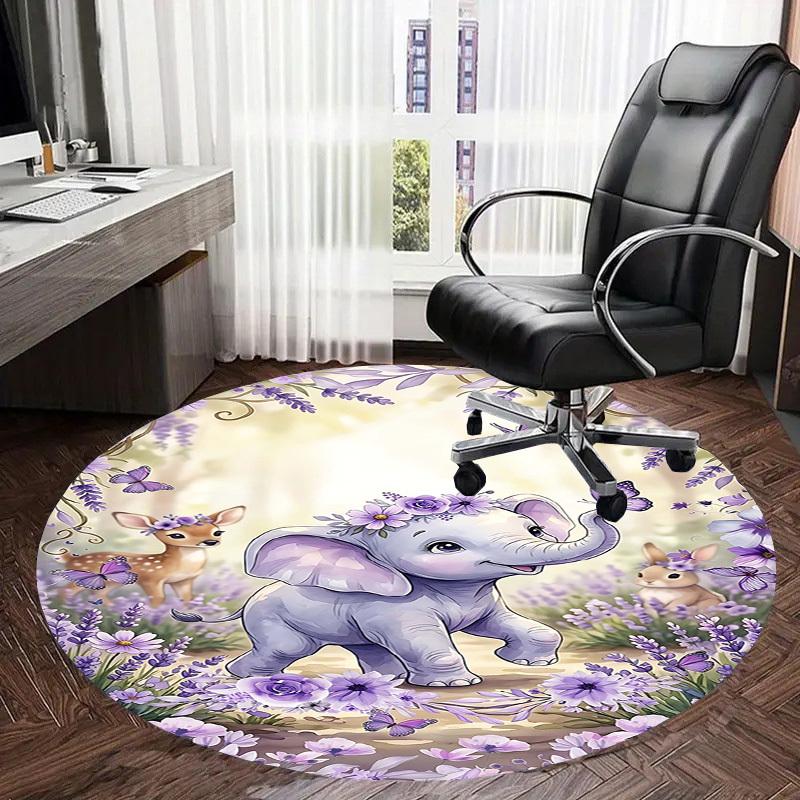 1PC Elephant Non-Slip Floor Round carpet, Office, family, bedroom, Large Area Rug Indoor Rugs,  Durable PolyesterH0344
