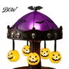 Victorian Gothic Nightlight Ghost Carousel Light, Halloween Night Stained Glass Shade Haunted House Props with Floating Ghosts/Pumpkins, Spooky Table