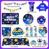Space Birthday Party Decorations,118pcs Space Birthday Decorations Outer Space Birthday Tableware Set Outer Space Birthday Party Plates Tablecloth