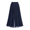 Plus Size Women's Autumn New Chubby Girl Elastic Waist Navy Blue Pleated Loose Wide Leg Cropped Culottes Fashion Fashion