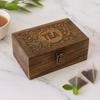 Tea Storage Box, Carved Mango Wood 6 Compartments