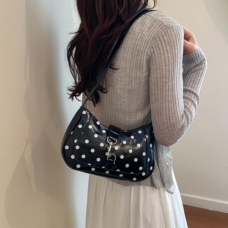Polka dot handbag, underarm bag, fashionable, casual, commuting, versatile shoulder bag, portable, comfortable, sporty, casual crossbody bag чёрный