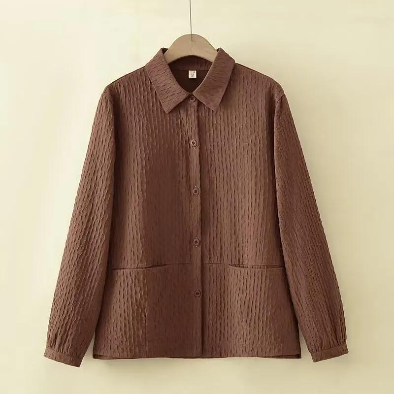 

Однотонный кардиган-жакет с лацканами на пуговицах, с длинным рукавом, рубашка, повседневный, стильный, элегантный топ L коричневый