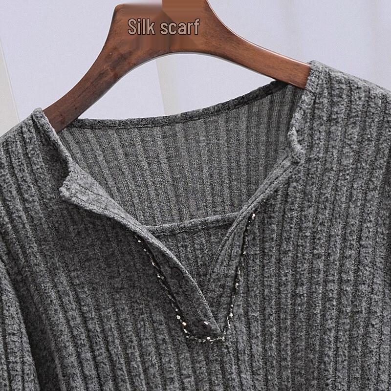 Sibaishe Damen Perlenbesetztes V-Ausschnitt Stricktop