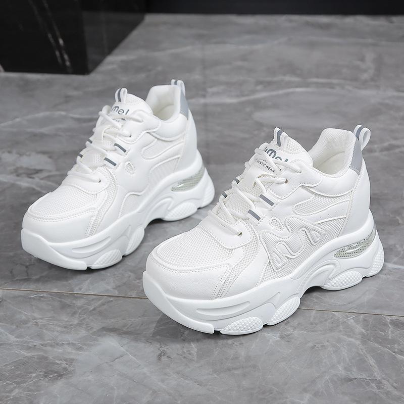 Factory Heightening Dad Shoes Women's Small 2025 Spring Lightweight Thick-soled Soft-soled Mesh Breathable Sneakers