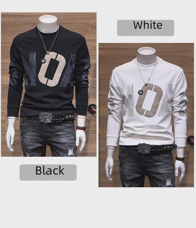 Men's 2023 Korean Style Slim Fit Letter Print Sweatshirt - Trendy, Thickened, Casual Jacket for Autumn and Winter