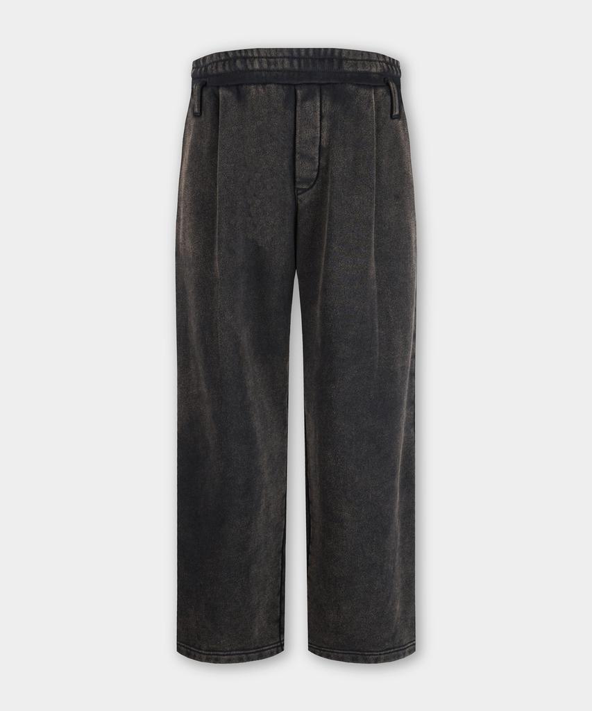 BIRBANTE Garment-Washed Comfort Loose Fit One-Pleat Sweatpants - Charcoal