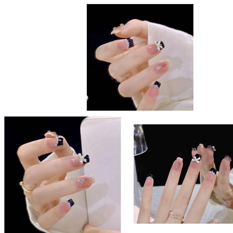 Wear Pure Manual Nail Enhancement Patch Powder Blusher Bride Nail Bow Sky Starry