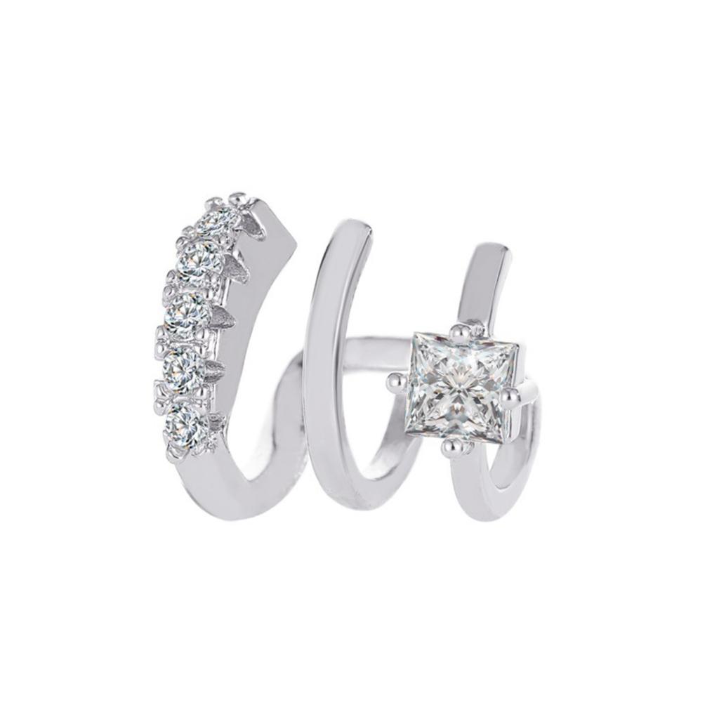 Stylish Minimalist Ins Style Three Layer Ear Clips Elegant Zircon No Piercing Earrings Ear Cuffs for Women