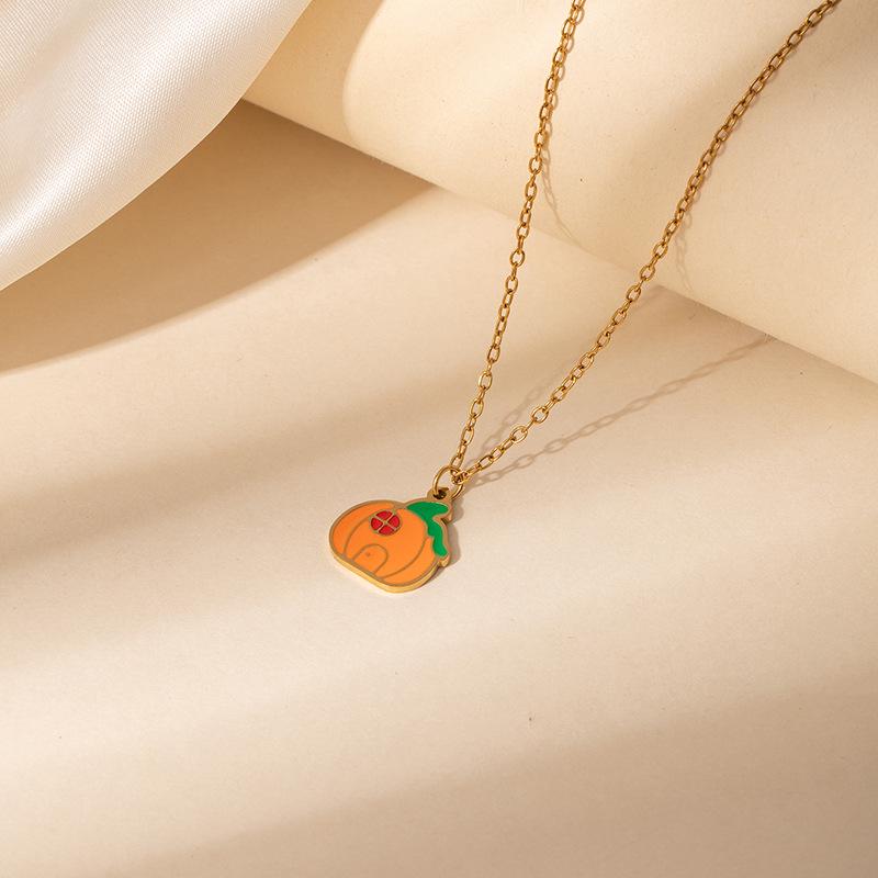 Women's Moon Bat Ghost Necklace: Stainless Steel Clavicle Chain for Halloween and Christmas