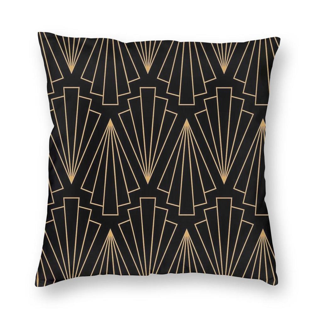 Gold And Black Art Square Pillowcase Polyester Linen Velvet Pattern Zip Decor Pillow Case Sofa Seater Cushion Cover