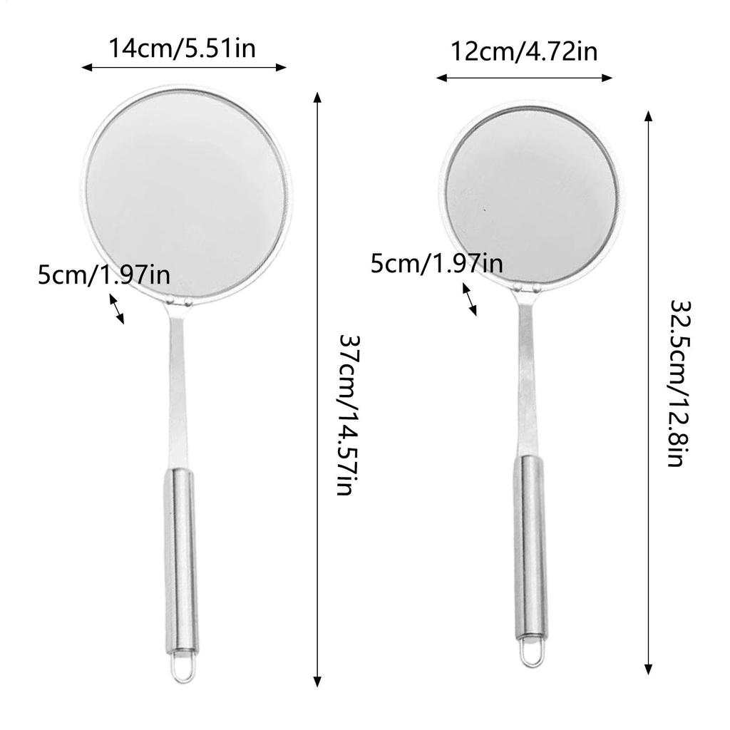 Skimmer Spoon Fine Mesh 2 Piece Stainless Steel Long Handle Oil Skimmer Strainer Spoon For Home Restaurant Dining Room Hot Pot