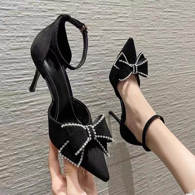 Mulheres sapatos de salto preto sapatos de salto médio sapatos femininos elegantes senhoras de escritório sapatos femininos bombas clássicas bowknot vestido sapatos