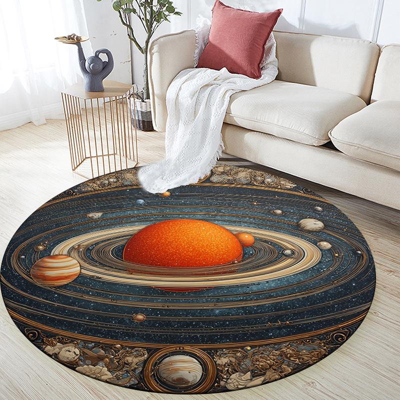 Solar System Pattern Round rug,Carpet Rug for Living Room Bedroom Sofa Playroom Decor,Non-slip Floor Mat,Holiday Gifts and Birthday Gifts.