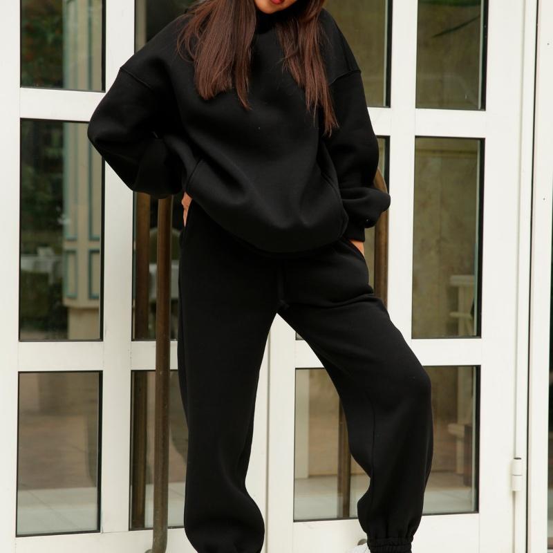 

Tooxika Женский повседневный комплект из двух частей с утолщенными брюками с капюшоном и длинными рукавами XL