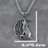 Stainless Steel Nordic Vikings Pendant Necklace Norse Wolf Head Amulet Animal Jewelry Gift with Wooden Box