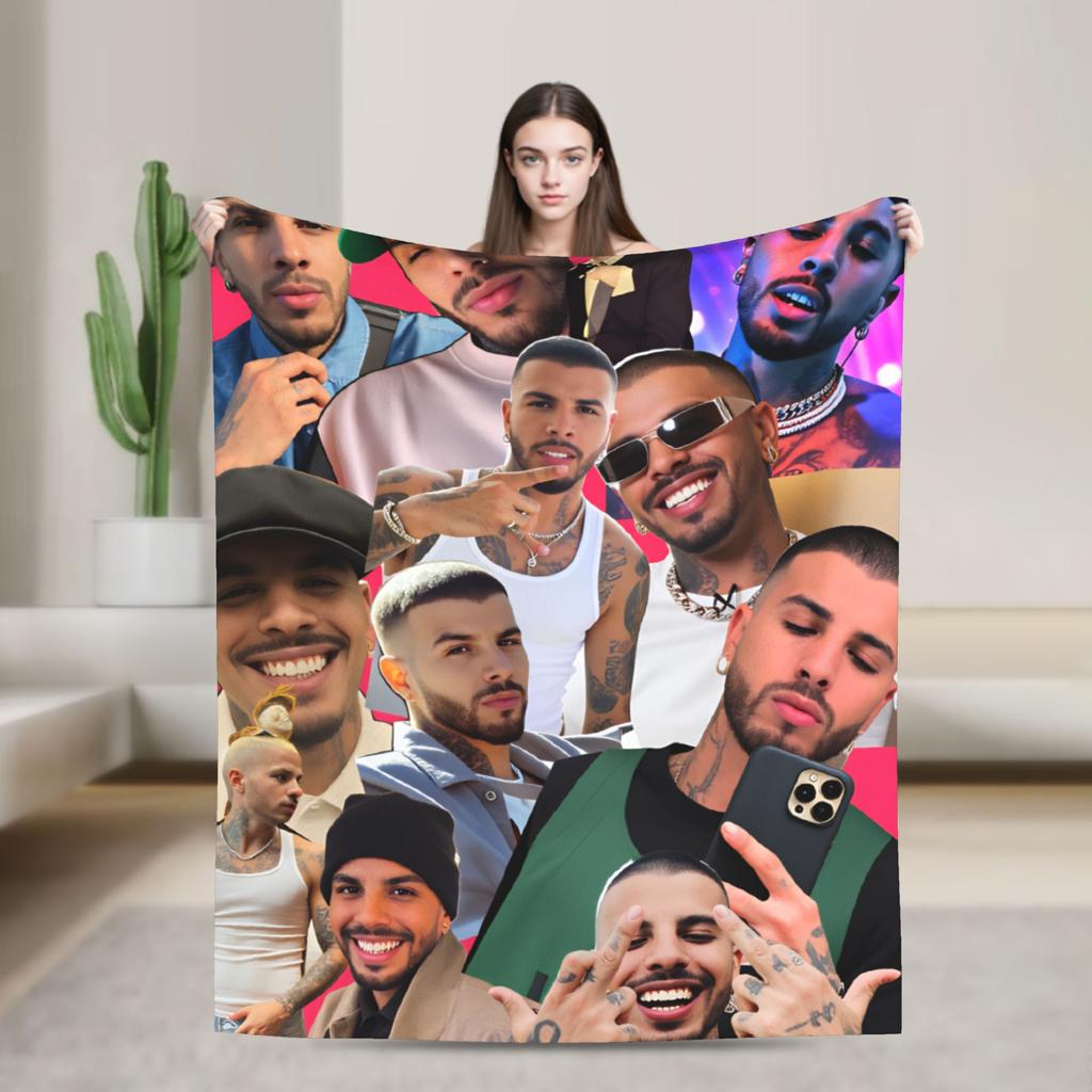 Soft Warm Blanket Travel Office Rauw Alejandro Singer Rapper Throw Blanket Flannel Bedspread For Couch Chair Sofa Bed Sofa Bed